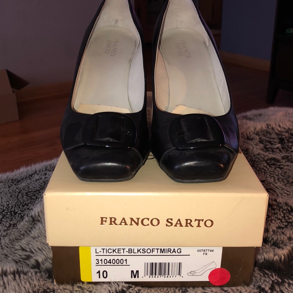 Franco Sarto black pump with buckle design